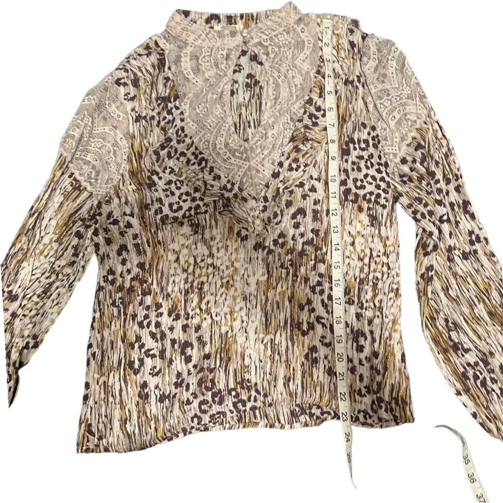 Gimmicks stretchy animal print gold metallic lace western top size L EUC - Picture 9 of 12
